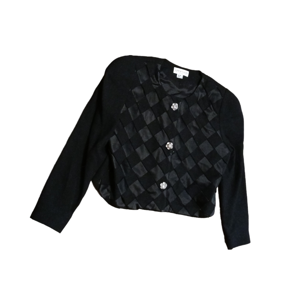 Junnie Leigh VINTAGE wool Special Occasion old money Cropped Blazer Ladies 14